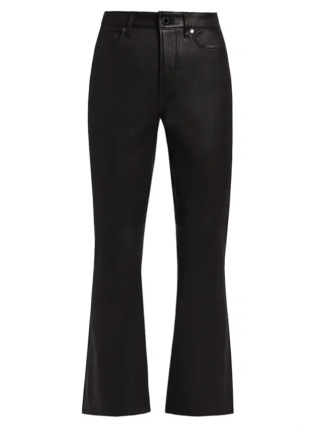 Veronica Beard Women's Carson Leather High-Rise Ankle Flare Pants - Black