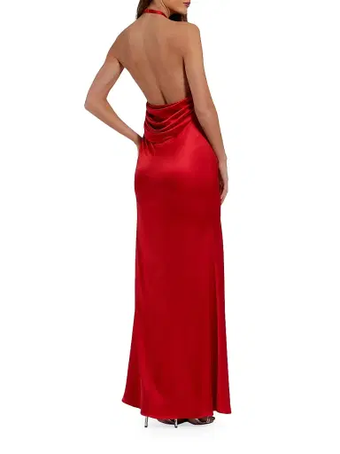 Mac Duggal Women's Satin Rosette V-Neck Slip Gown - Red - Size 14 | Thumbnail 2