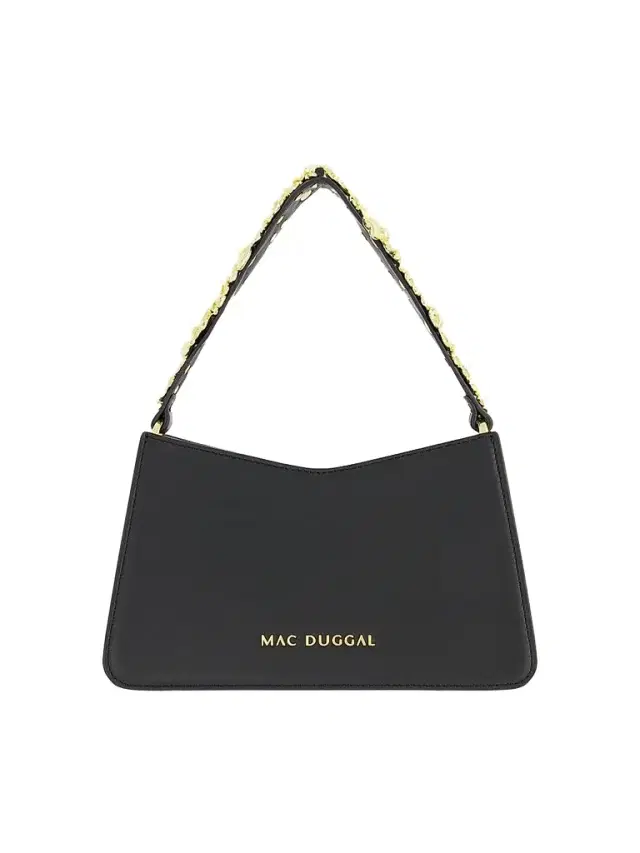 Mac Duggal Women's Mini Floral-Strap Leather Shoulder Bag - Black