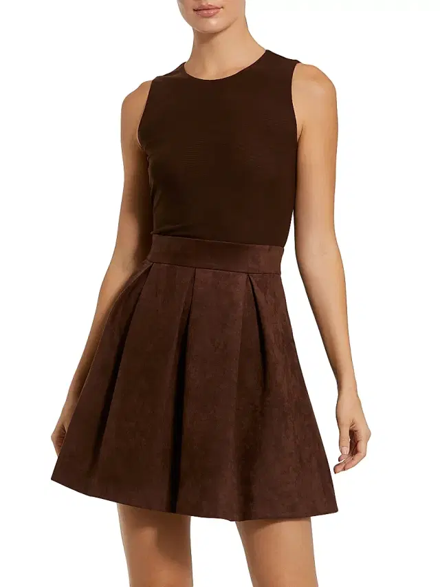 Mac Duggal Women's Mix Media A-Line Minidress - Chocolate