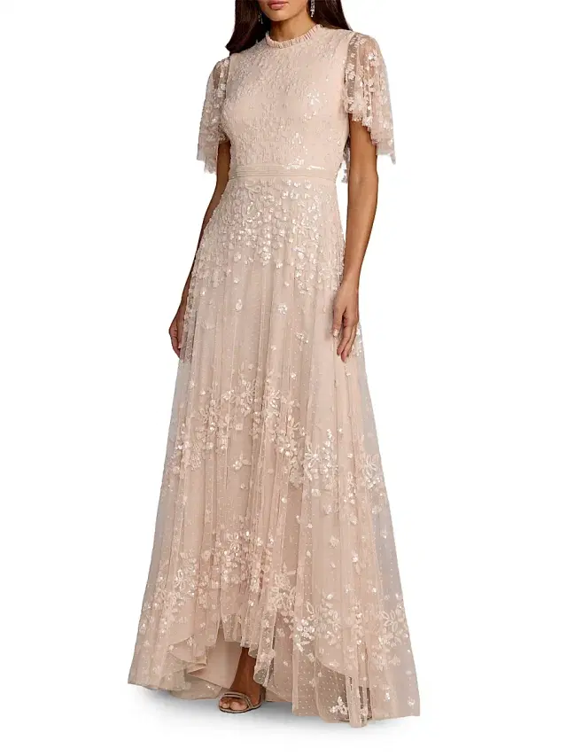 Mac Duggal Women's Sequin-Embellished A-Line Tulle Gown - Blush
