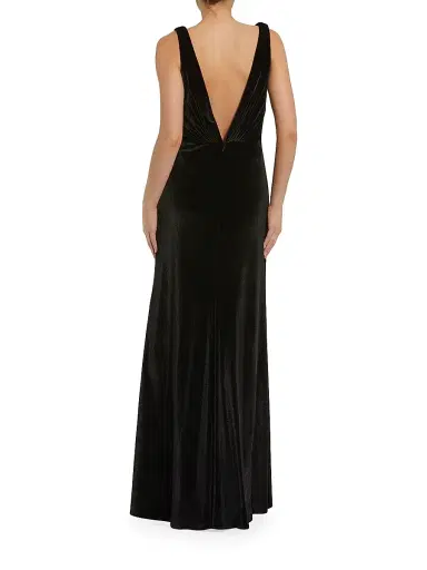 Mac Duggal Women's Draped Velvet Tie Slip Gown - Black | Thumbnail 2