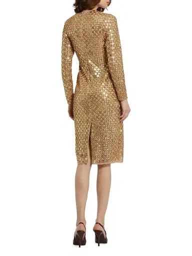 Mac Duggal Women's Embellished Mesh Sheath Midi-Dress - Antique Gold | Thumbnail 4 Mac Duggal Women's Embellished Mesh Sheath Midi-Dress - Antique Gold | Thumbnail 4