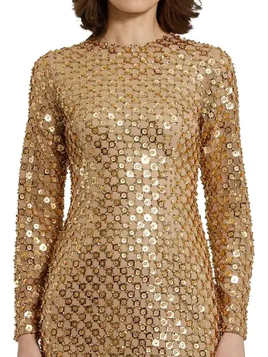 Mac Duggal Women's Embellished Mesh Sheath Midi-Dress - Antique Gold | Thumbnail 5 Mac Duggal Women's Embellished Mesh Sheath Midi-Dress - Antique Gold | Thumbnail 5