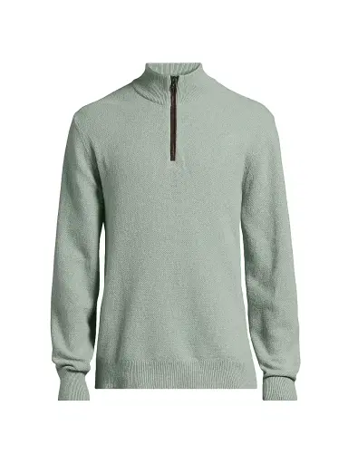 Ralph Lauren Purple Label Men's Bond St. Silks Cable-Knit Cashmere Sweater - Jadeite Melange | Thumbnail 1 Ralph Lauren Purple Label Men's Bond St. Silks Cable-Knit Cashmere Sweater - Jadeite Melange | Thumbnail 1