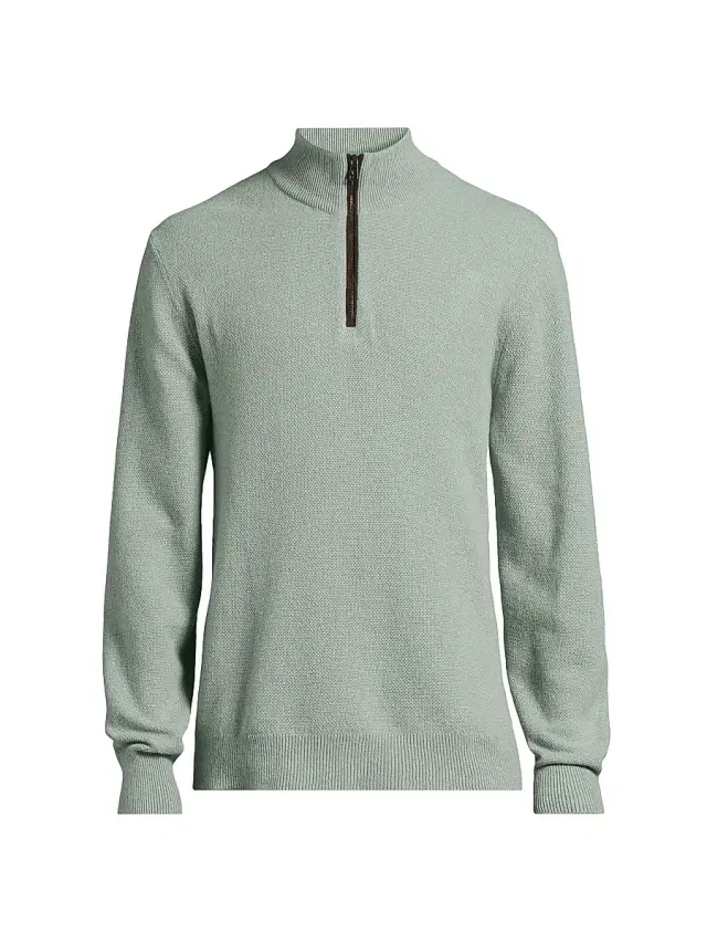 Ralph Lauren Purple Label Men's Bond St. Silks Cable-Knit Cashmere Sweater - Jadeite Melange