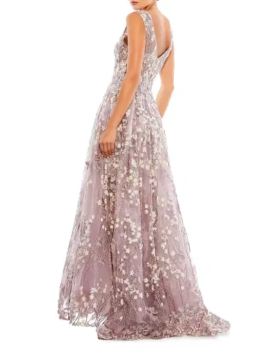 Mac Duggal Women's Floral Embroidered V-Neck Gown - Black | Thumbnail 2 Mac Duggal Women's Floral Embroidered V-Neck Gown - Black | Thumbnail 2