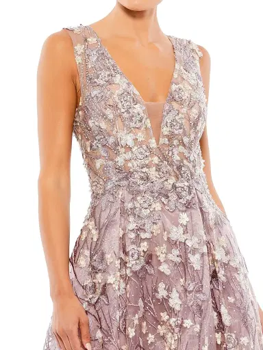 Mac Duggal Women's Floral Embroidered V-Neck Gown - Black | Thumbnail 3 Mac Duggal Women's Floral Embroidered V-Neck Gown - Black | Thumbnail 3