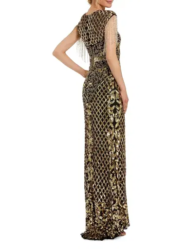 Mac Duggal Women's Beaded Fringe Gown | Thumbnail 2
