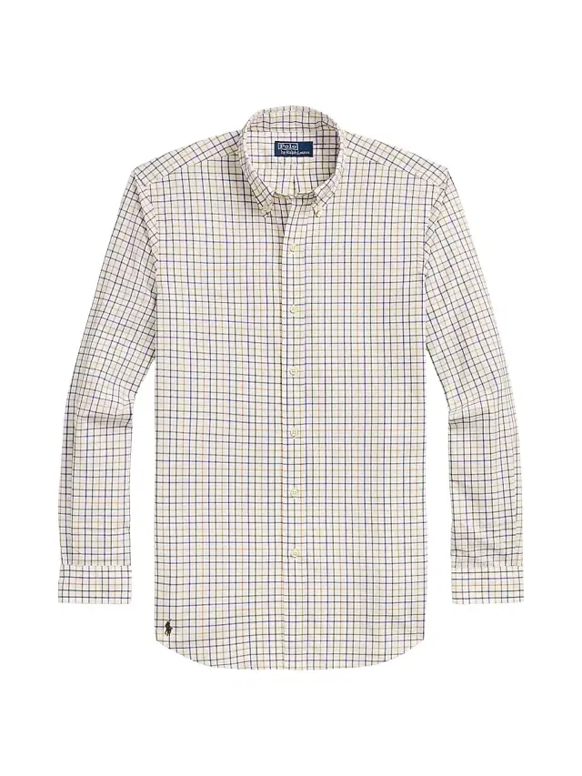 Men's Tattersall Poplin Button-Down Shirt - Cream Olive Multi Men's Tattersall Poplin Button-Down Shirt - Cream Olive Multi