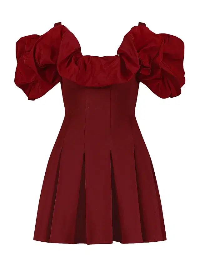 Mac Duggal Women's Crepe Faille Godet-Hem Minidress - Oxblood