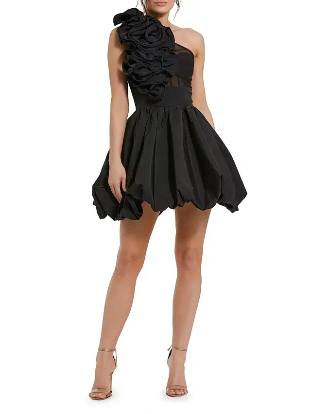 Mac Duggal Women's Taffeta Ruffled Bubble-Hem Minidress - Black