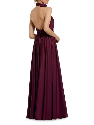 Mac Duggal Women's Chiffon Halter Gown - Eggplant | Thumbnail 2