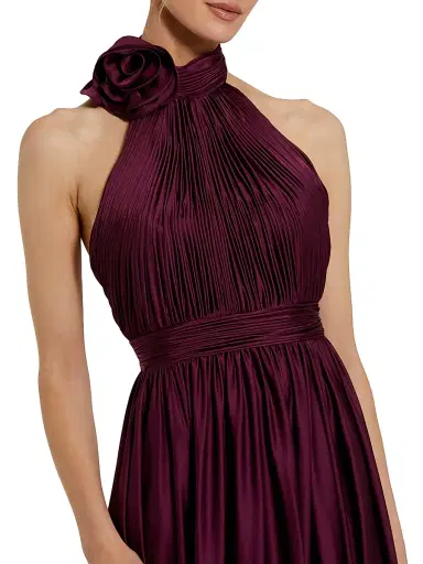Mac Duggal Women's Chiffon Halter Gown - Eggplant | Thumbnail 3