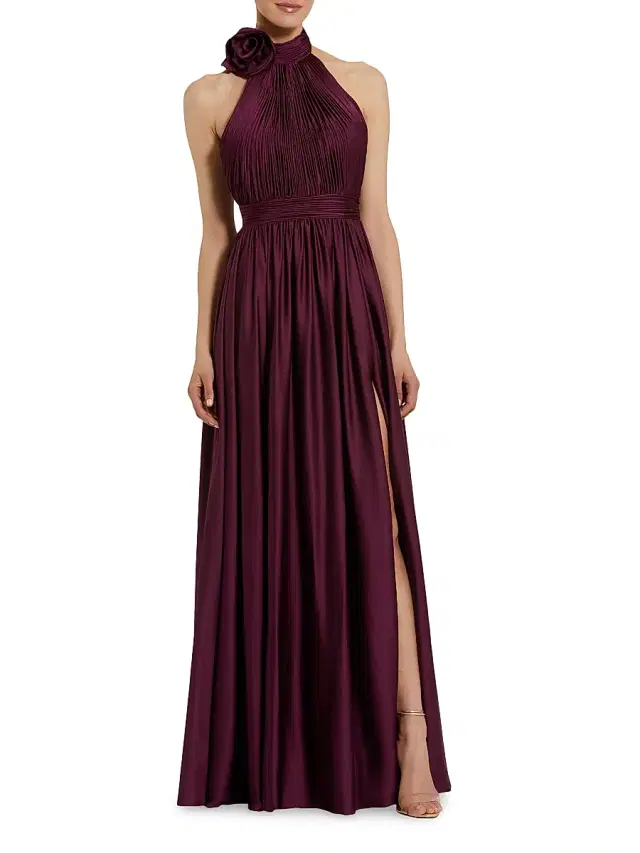 Mac Duggal Women's Chiffon Halter Gown - Eggplant