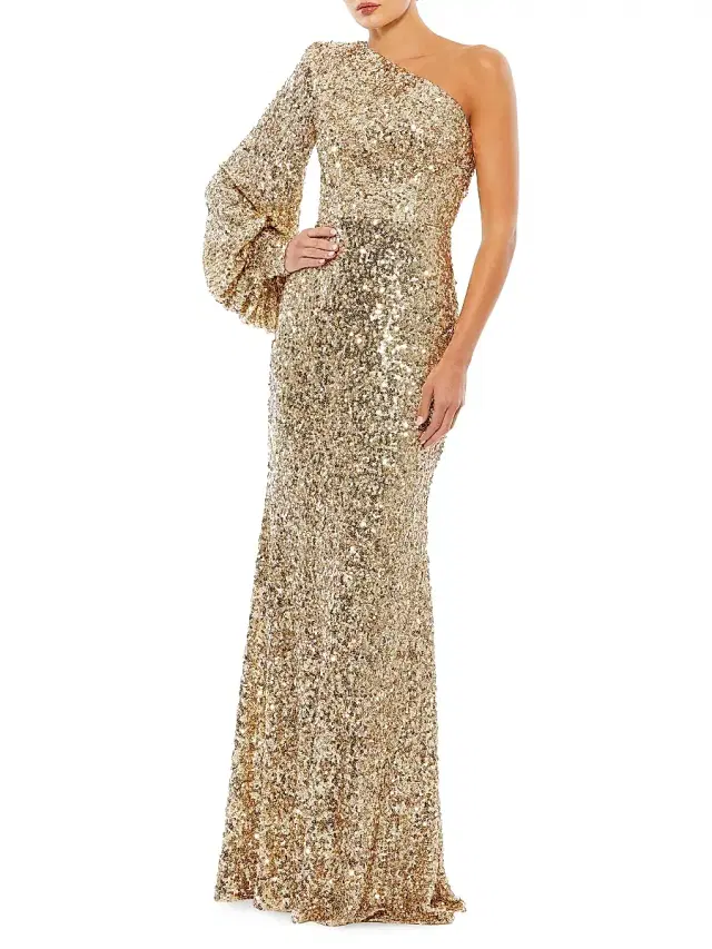Mac Duggal Women's Metallic One-Shoulder Gown - Gold