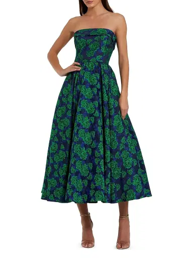 Mac Duggal Women's Brocade Peony Strapless Cocktail Dress | Thumbnail 1 Mac Duggal Women's Brocade Peony Strapless Cocktail Dress | Thumbnail 1