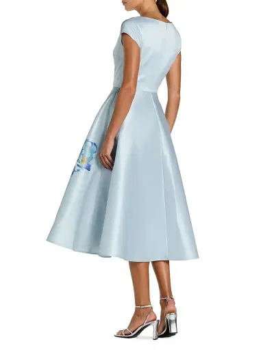 Mac Duggal Women's Satin Painted Floral Cocktail Dress - Periwinkle Multi - Size 18 | Thumbnail 2 Mac Duggal Women's Satin Painted Floral Cocktail Dress - Periwinkle Multi - Size 18 | Thumbnail 2