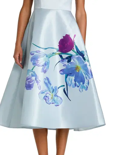 Mac Duggal Women's Satin Painted Floral Cocktail Dress - Periwinkle Multi - Size 18 | Thumbnail 3 Mac Duggal Women's Satin Painted Floral Cocktail Dress - Periwinkle Multi - Size 18 | Thumbnail 3