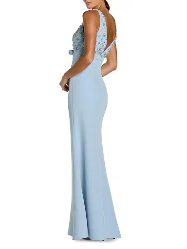Mac Duggal Women's Crêpe Floral Beaded Bow A-Line Gown - Powder Blue - Size 14 | Thumbnail 2