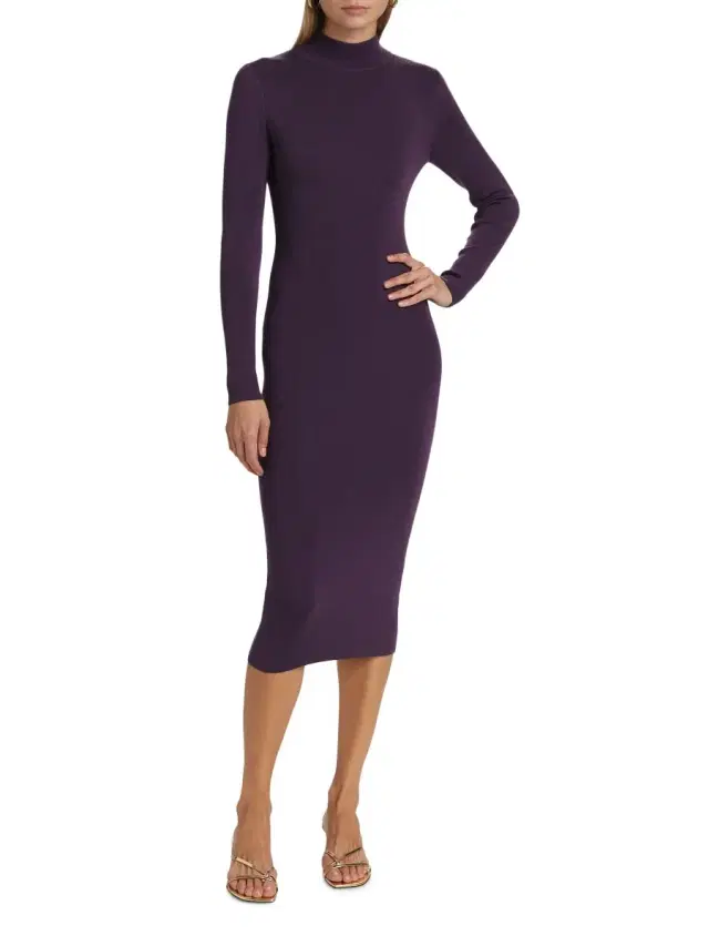 Women's Merino-Blend Knit Midi Dress - Dark Iris