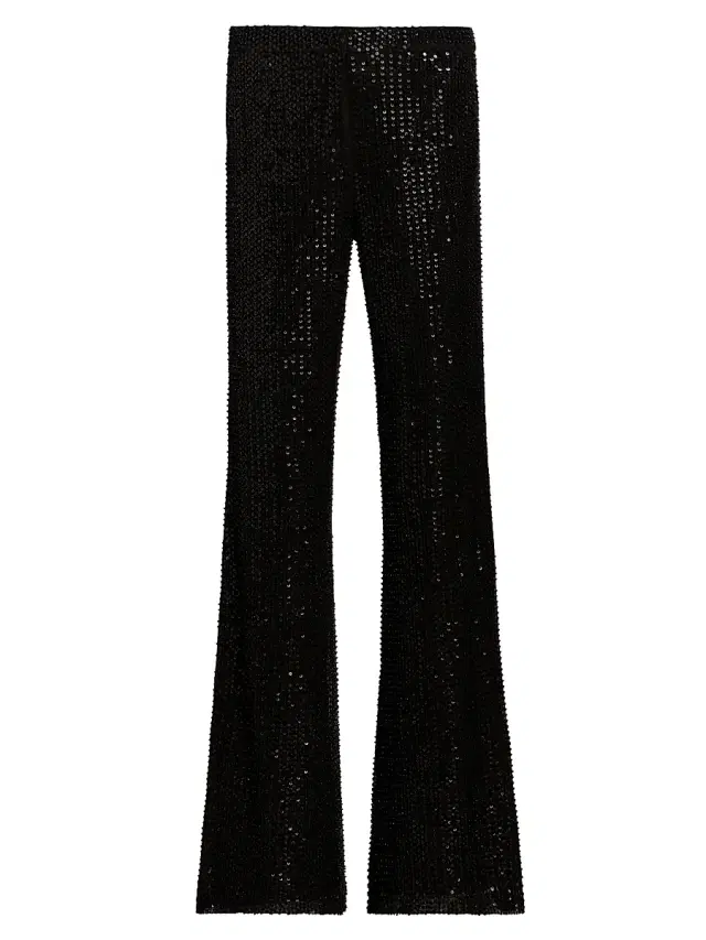 Ramy Brook Women's Olivian Sequined Straight-Leg Pants - Black Beaded Mesh