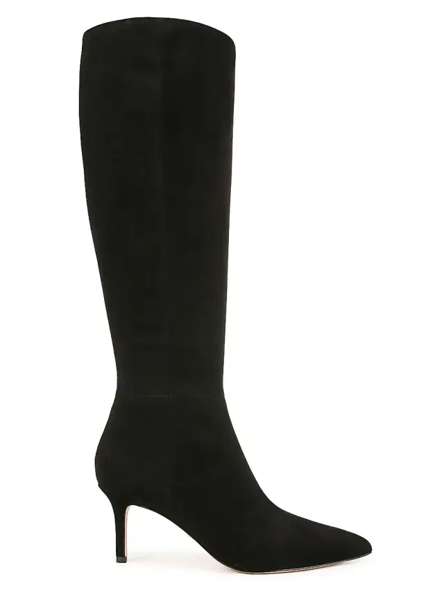 Veronica Beard Women's Lisa 70MM Tall-Shaft Wide-Calf Suede Boots - Black