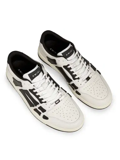 AMIRI Men's Skel-Top Low Leather Sneakers - White Black - Size 7 | Thumbnail 4