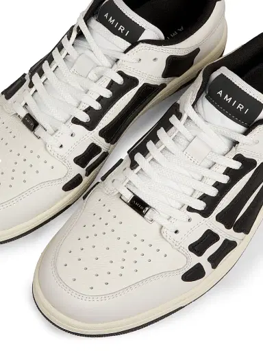 AMIRI Men's Skel-Top Low Leather Sneakers - White Black - Size 7 | Thumbnail 6