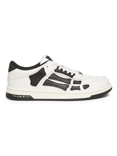 AMIRI Men's Skel-Top Low Leather Sneakers - White Black - Size 7 | Thumbnail 1
