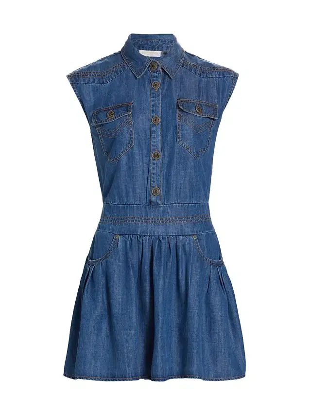 Ramy Brook Women's Paxton Stitched Flounce Minidress - Chambray