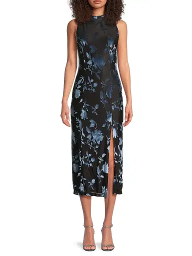 Hutch Women's Darby Burnout Velvet Midi-Dress - Black Navy - Size XXS | Thumbnail 3