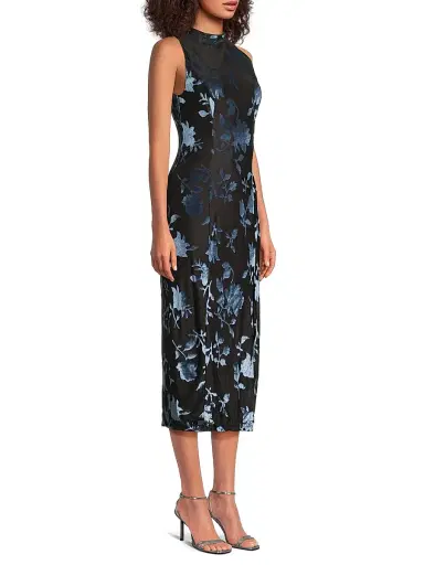 Hutch Women's Darby Burnout Velvet Midi-Dress - Black Navy - Size XXS | Thumbnail 4