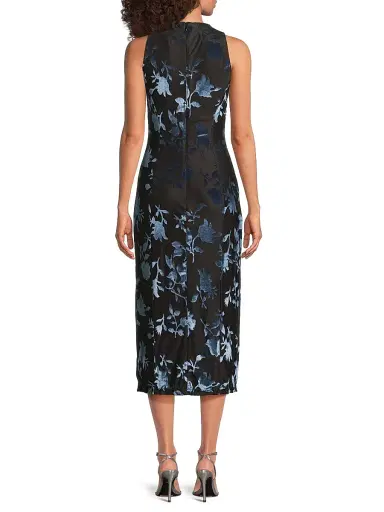 Hutch Women's Darby Burnout Velvet Midi-Dress - Black Navy - Size XXS | Thumbnail 5