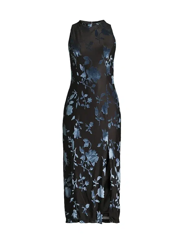 Hutch Women's Darby Burnout Velvet Midi-Dress - Black Navy