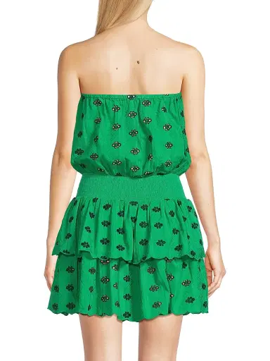 Ramy Brook Women's Rita Cotton Eyelet Minidress - Palm Green Navy | Thumbnail 5