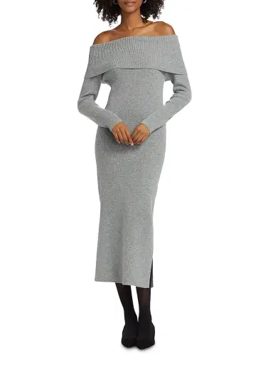 Saks Fifth Avenue Women's Ribbed Cashmere Midi-Dress - Flannel - Size Large | Thumbnail 2