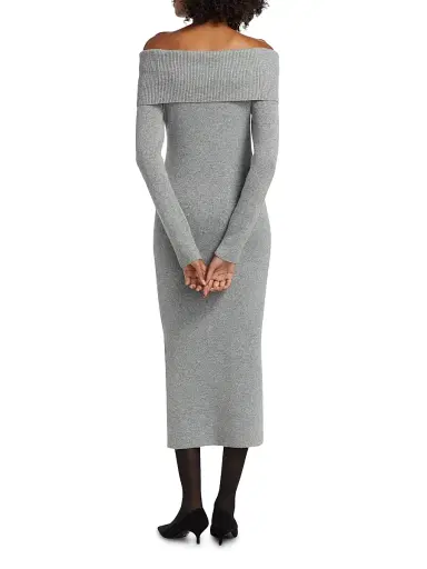 Saks Fifth Avenue Women's Ribbed Cashmere Midi-Dress - Flannel - Size Large | Thumbnail 5