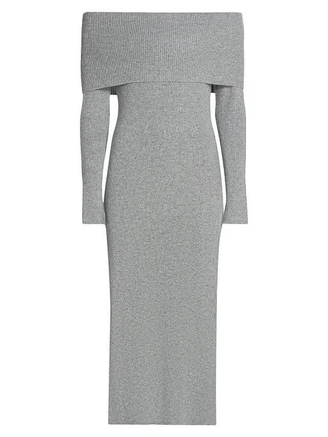 Saks Fifth Avenue Women's Ribbed Cashmere Midi-Dress - Flannel