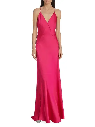 Ramy Brook Women's Caspe Crisscrossed-Back Gown - Hot Pink - Size 14 | Thumbnail 3