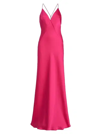 Ramy Brook Women's Caspe Crisscrossed-Back Gown - Hot Pink - Size 14 | Thumbnail 1