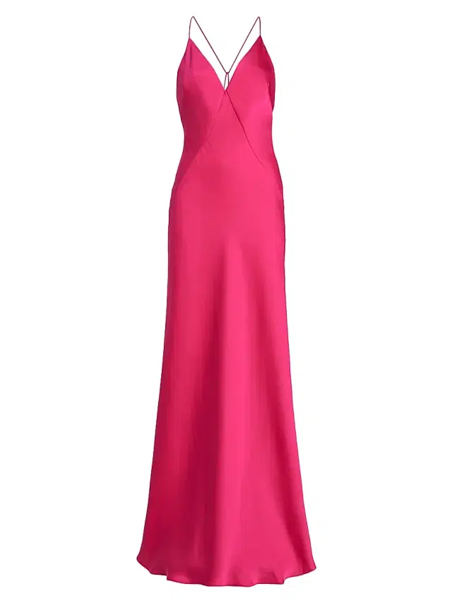 Ramy Brook Women's Caspe Crisscrossed-Back Gown - Hot Pink - Size 14