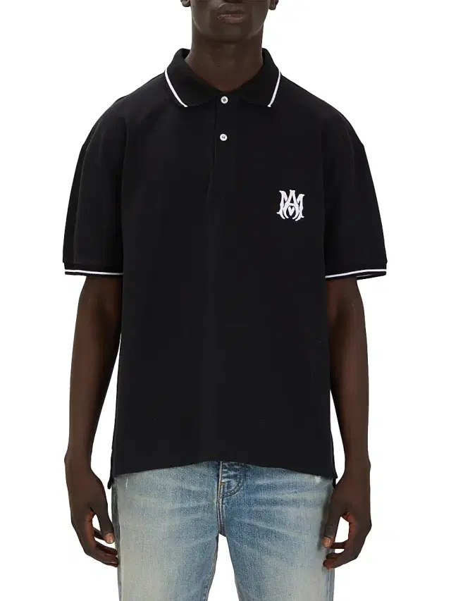 Amiri Men's Logo-Embroidered Cotton Polo Shirt - Black