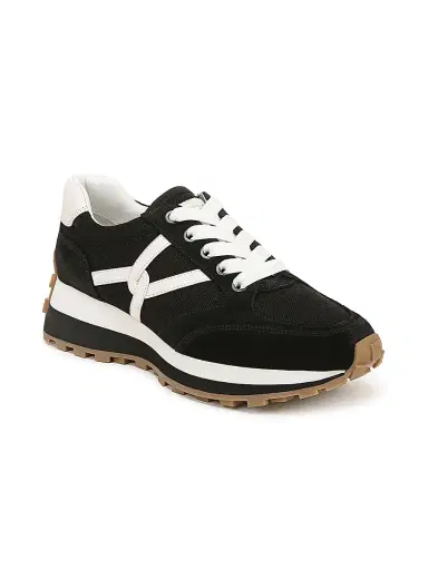 Veronica Beard Women's Valentina Oxford-Inspired Suede-Canvas Low-Top Sneakers - Black White - Size 9.5 | Thumbnail 2