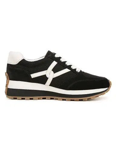 Veronica Beard Women's Valentina Oxford-Inspired Suede-Canvas Low-Top Sneakers - Black White - Size 9.5 | Thumbnail 1