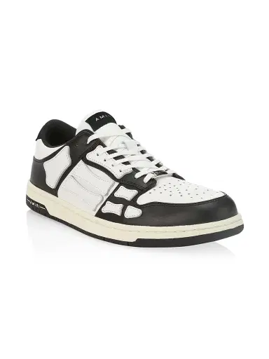 AMIRI Men's Skel-Top Low Leather Sneakers - Black White - Size 7 | Thumbnail 2 AMIRI Men's Skel-Top Low Leather Sneakers - Black White - Size 7 | Thumbnail 2