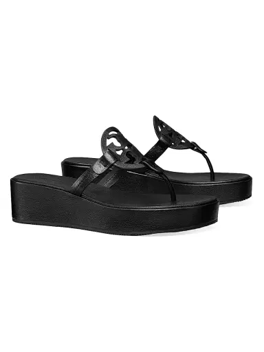 Tory Burch Women's Miller Leather Wedge Sandals | Thumbnail 2