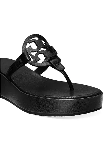 Tory Burch Women's Miller Leather Wedge Sandals | Thumbnail 4