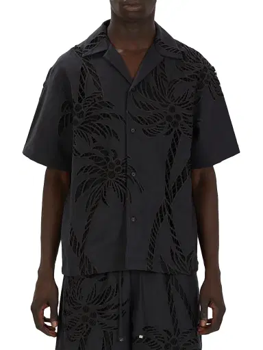 Amiri Men's Eyelet Palm Camp Shirt - Black | Thumbnail 1 Amiri Men's Eyelet Palm Camp Shirt - Black | Thumbnail 1