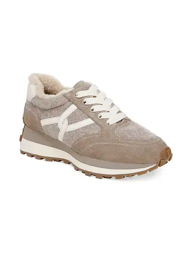Veronica Beard Women's Valentina-3 Shearling-Lined Sneakers - Cobblestone - Size 13 | Thumbnail 2 Veronica Beard Women's Valentina-3 Shearling-Lined Sneakers - Cobblestone - Size 13 | Thumbnail 2